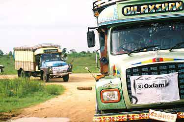 Trucks carrying the aid for Sri Lanka Tsunami victims