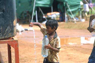 A child getting clean water