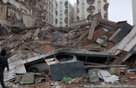 Rubble in the aftermath of earthquake in Turkey