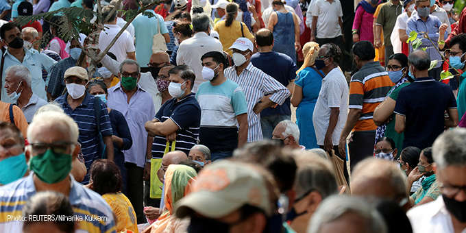 People standing in line for vaccine