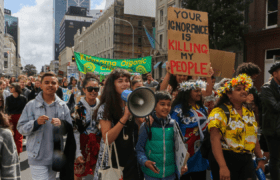 Climate protest, people with signs