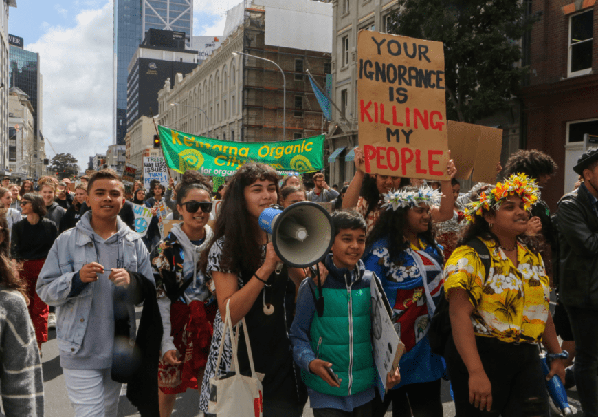 Climate protest, people with signs