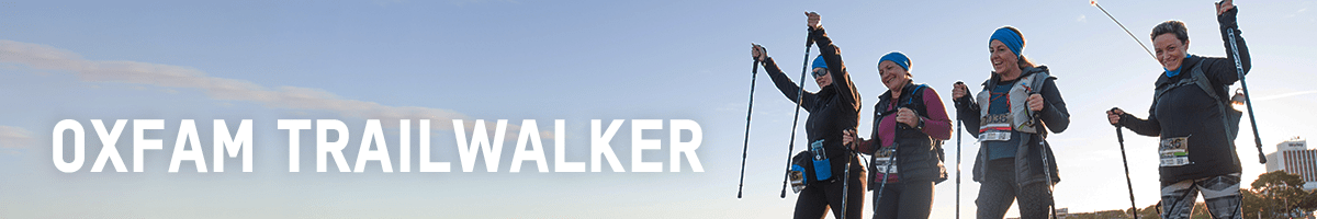 Oxfam Trailwalker banner with team