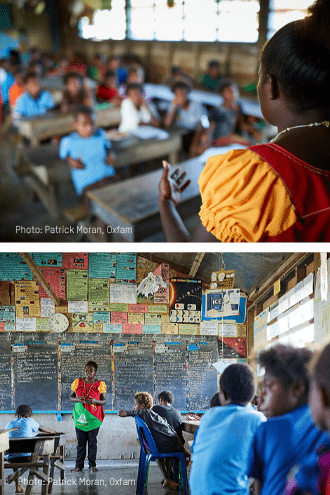 A teacher presents to a room of students