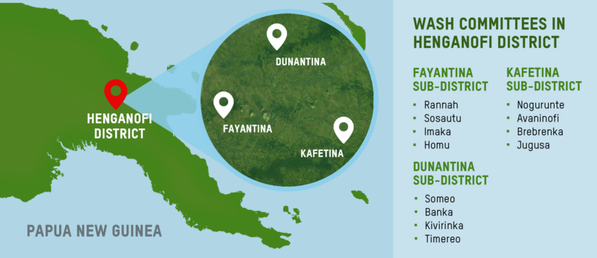 Map showing areas in PNG where FLOW is active