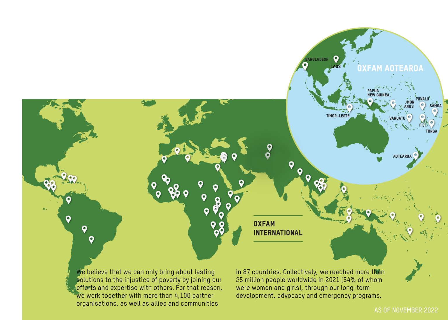 Map showing where Oxfam works